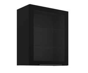 Hängender Vitrinenschrank 60 cm breit, Küchenhängeschrank in Schwarz matt VIRTANO V1 60 GS-72 1F