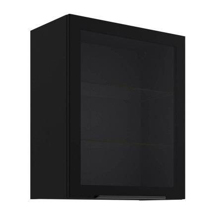Hängender Vitrinenschrank 60 cm breit, Küchenhängeschrank in Schwarz matt VIRTANO V1 60 GS-72 1F