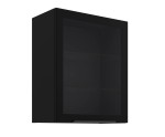 Hängender Vitrinenschrank 60 cm breit, Küchenhängeschrank in Schwarz matt VIRTANO V1 60 GS-72 1F