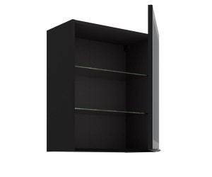 Hängender Vitrinenschrank 60 cm breit, Küchenhängeschrank in Schwarz matt VIRTANO V1 60 GS-72 1F