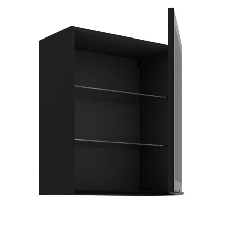 Hängender Vitrinenschrank 60 cm breit, Küchenhängeschrank in Schwarz matt VIRTANO V1 60 GS-72 1F