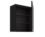 Hängender Vitrinenschrank 60 cm breit, Küchenhängeschrank in Schwarz matt VIRTANO V1 60 GS-72 1F