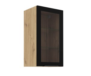 Moderner Vitrinenschrank 40 cm breit, Küchenhängeschrank in Eiche Artisan VIRTANO V2 40 GS-72 1F