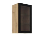 Moderner Vitrinenschrank 40 cm breit, Küchenhängeschrank in Eiche Artisan VIRTANO V2 40 GS-72 1F