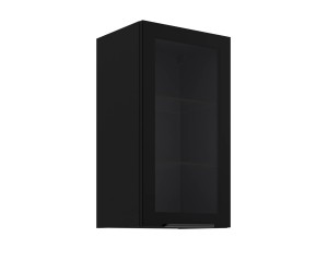 Moderne Hängevitrine 40 cm breit, Küchenhängeschrank in Schwarz matt VIRTANO V1 40 GS-72 1F