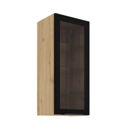 Hängevitrine 40 cm breit mit 3 Glasböden, Küchenhängeschrank in Eiche Artisan VIRTANO V2 40 GS-90 1F