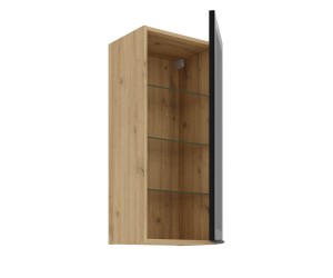 Hängevitrine 40 cm breit mit 3 Glasböden, Küchenhängeschrank in Eiche Artisan VIRTANO V2 40 GS-90 1F