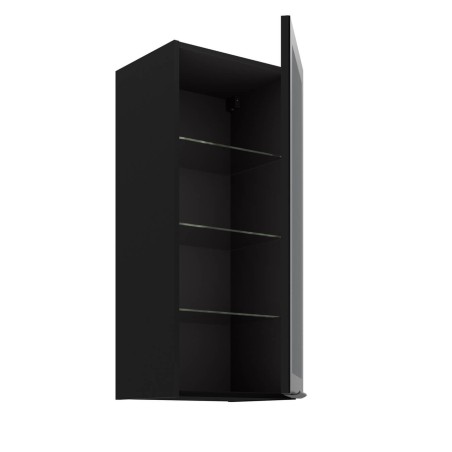 Hängende Küchenvitrine 40 cm breit mit 3 Glasböden, Küchenhängeschrank in Schwarz matt VIRTANO V1 40 GS-90 1F