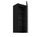 Hängende Küchenvitrine 40 cm breit mit 3 Glasböden, Küchenhängeschrank in Schwarz matt VIRTANO V1 40 GS-90 1F