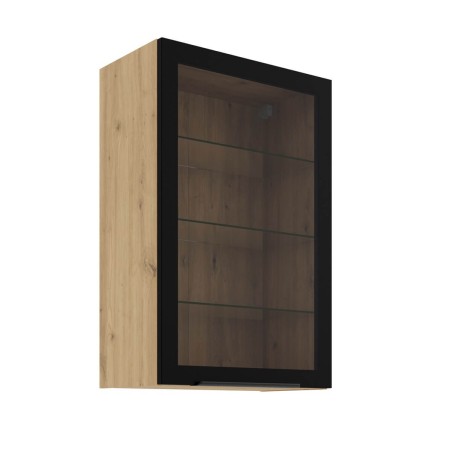 Hängende Küchenvitrine 60 cm breit mit 3 Glasböden, Küchenhängeschrank in Eiche Artisan VIRTANO V2 60 GS-90 1F