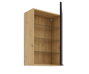 Hängende Küchenvitrine 60 cm breit mit 3 Glasböden, Küchenhängeschrank in Eiche Artisan VIRTANO V2 60 GS-90 1F