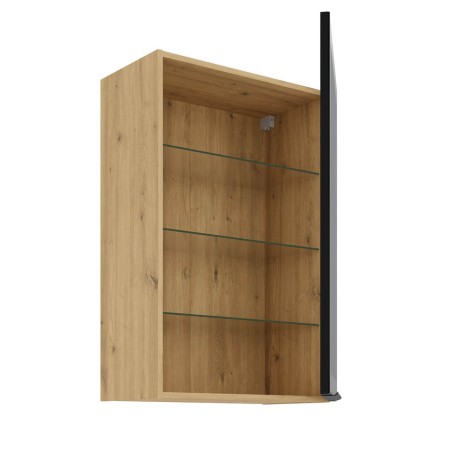 Hängende Küchenvitrine 60 cm breit mit 3 Glasböden, Küchenhängeschrank in Eiche Artisan VIRTANO V2 60 GS-90 1F
