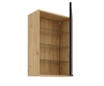 Hängende Küchenvitrine 60 cm breit mit 3 Glasböden, Küchenhängeschrank in Eiche Artisan VIRTANO V2 60 GS-90 1F