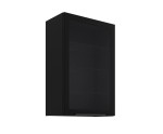 Funktionaler Vitrinenschrank 60 cm breit mit 3 Glasböden, Küchenhängeschrank in Schwarz matt VIRTANO V1 60 GS-90 1F