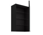 Funktionaler Vitrinenschrank 60 cm breit mit 3 Glasböden, Küchenhängeschrank in Schwarz matt VIRTANO V1 60 GS-90 1F