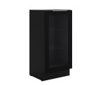 Standvitrine 40 cm breit mit 2 Glasböden, Küchenunterschrank in Schwarz matt VIRTANO V1 40 DW -1F BB