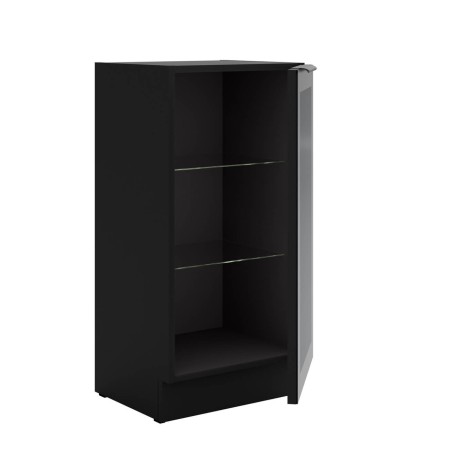 Standvitrine 40 cm breit mit 2 Glasböden, Küchenunterschrank in Schwarz matt VIRTANO V1 40 DW -1F BB