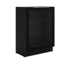 Stehende Küchenvitrine 60 cm breit mit 2 Glasböden, Küchenunterschrank in Schwarz matt VIRTANO V1 60 DW -1F BB