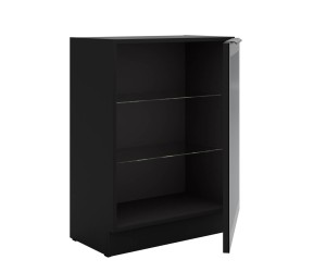 Stehende Küchenvitrine 60 cm breit mit 2 Glasböden, Küchenunterschrank in Schwarz matt VIRTANO V1 60 DW -1F BB