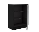 Stehende Küchenvitrine 60 cm breit mit 2 Glasböden, Küchenunterschrank in Schwarz matt VIRTANO V1 60 DW -1F BB