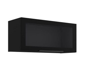 Küchenhängevitrine 80 cm breit, Küchenhängeschrank in Schwarz matt VIRTANO V1 80 GUS-36 1F