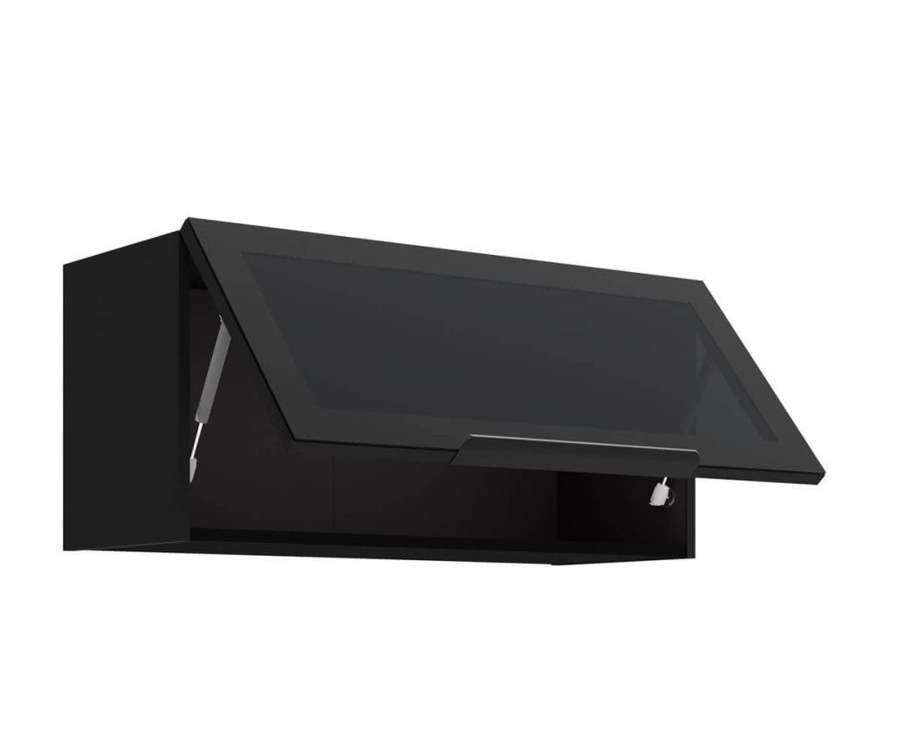 Küchenhängevitrine 80 cm breit, Küchenhängeschrank in Schwarz matt VIRTANO V1 80 GUS-36 1F