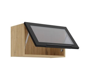 Hängende Küchenvitrine 60 cm breit mit Klapptür, Küchenhängeschrank in Eiche Artisan VIRTANO V2 60 GUS-36 1F