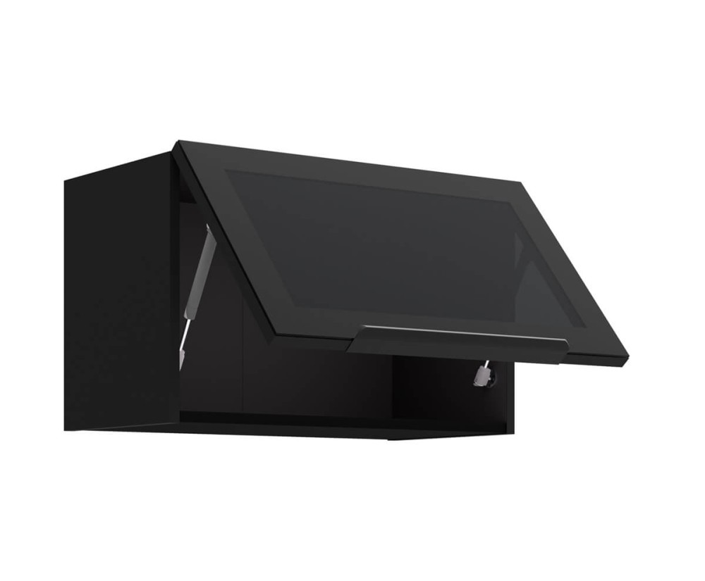 Küchenhängevitrine 60 cm breit mit Klapptür, Küchenhängeschrank in Schwarz matt VIRTANO V1 60 GUS-36 1F