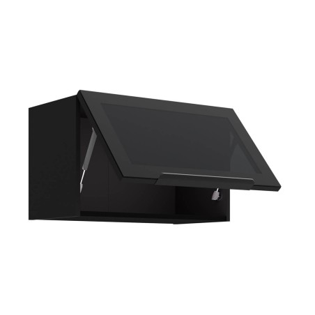 Küchenhängevitrine 60 cm breit mit Klapptür, Küchenhängeschrank in Schwarz matt VIRTANO V1 60 GUS-36 1F