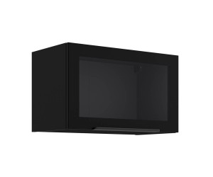 Küchenhängevitrine 60 cm breit mit Klapptür, Küchenhängeschrank in Schwarz matt VIRTANO V1 60 GUS-36 1F