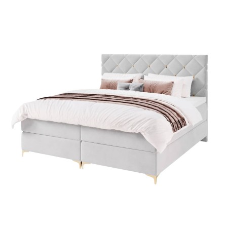 Bequemes Boxspringbett 140x200 cm mit hohem Kopfteil, Ehebett AMBER 1M
