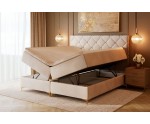 Bequemes Boxspringbett 140x200 cm mit hohem Kopfteil, Ehebett AMBER 1M
