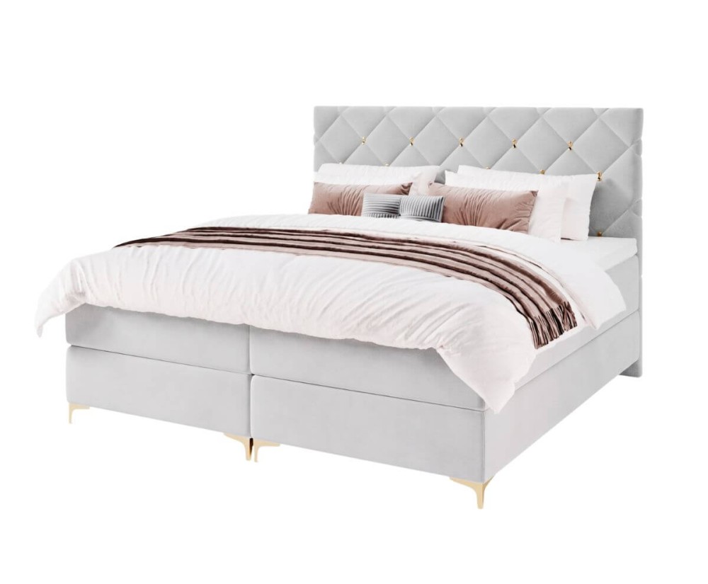 Exklusives Schlafzimmerbett 180x200 cm mit goldfarbenen Details, Kontinentalbett AMBER 1M