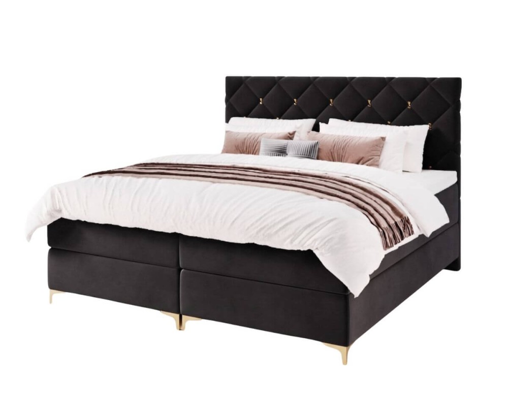 Exklusives Schlafzimmerbett 180x200 cm mit goldfarbenen Details, Kontinentalbett AMBER 1M