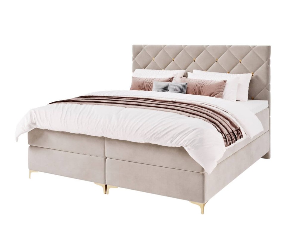 Exklusives Schlafzimmerbett 180x200 cm mit goldfarbenen Details, Kontinentalbett AMBER 1M