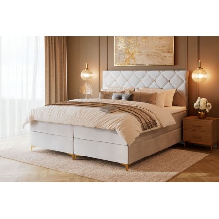Komfortables Doppelbett 160x200 cm mit goldfarbenen Details, Boxspringbett AMBER 1M
