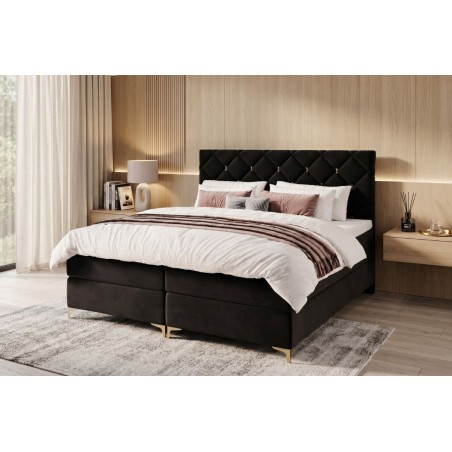Exklusives Schlafzimmerbett 180x200 cm mit goldfarbenen Details, Kontinentalbett AMBER 1M