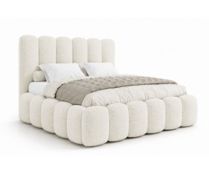 Bubble Bett 160x200 cm mit Stauraum und hohem Kopfteil, Lattenrost mit Metallrahmen, Polsterbett SOFTY