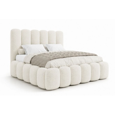 Bubble Bett 160x200 cm mit Stauraum und hohem Kopfteil, Lattenrost mit Metallrahmen, Polsterbett SOFTY