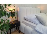 Schlafzimmerbett 180x200 cm mit Stauraum und hohem Kopfteil, Lattenrost mit Metallrahmen, Bubble Bett SOFTY