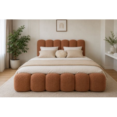 Bubble Bett 160x200 cm mit Stauraum und hohem Kopfteil, Lattenrost mit Metallrahmen, Polsterbett SOFTY