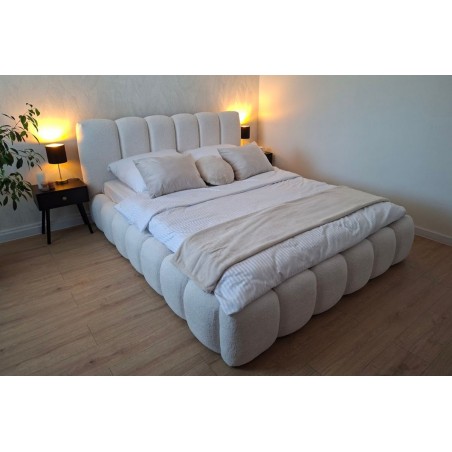 Komfortbett 200x200 cm mit Stauraum und tiefen Nähten, Lattenrost mit Metallrahmen, Bubble Bett SOFTY