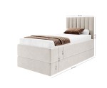 Einzelbett 90x200 cm mit verstellbarem Lattenrost per Fernbedienung und Stauraum, Boxspringbett PEDRO SE