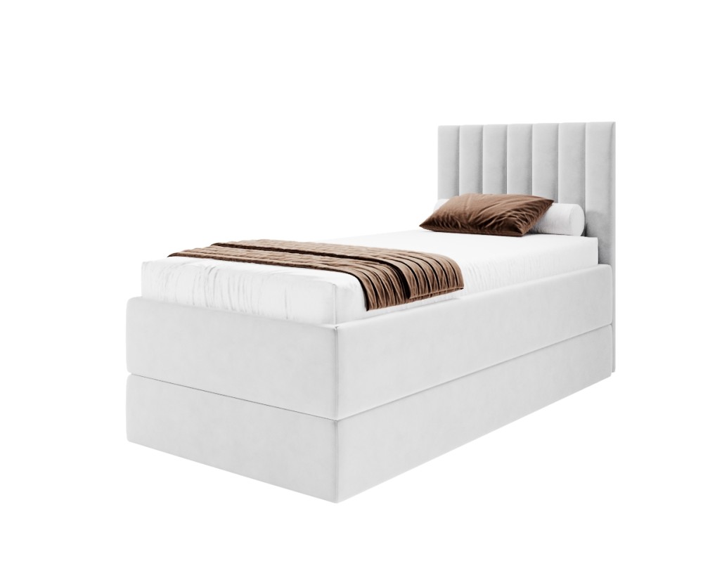 Einzelbett 90x200 cm mit verstellbarem Lattenrost per Fernbedienung und Stauraum, Boxspringbett PEDRO SE