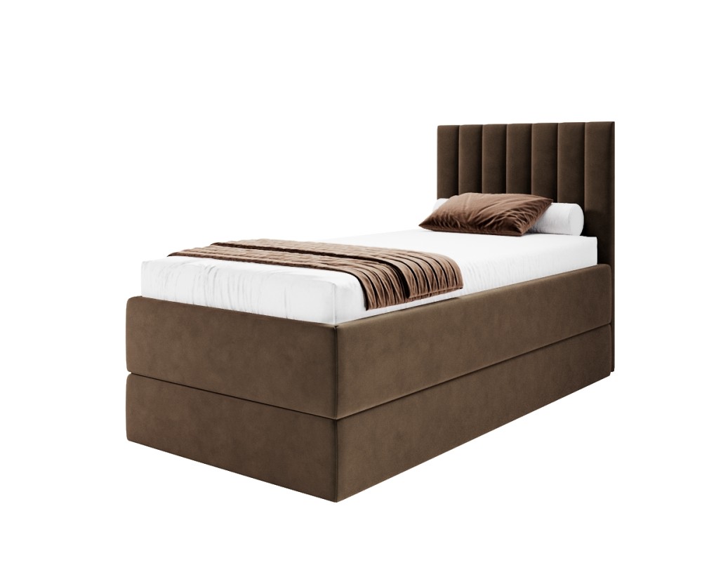 Einzelbett 90x200 cm mit verstellbarem Lattenrost per Fernbedienung und Stauraum, Boxspringbett PEDRO SE