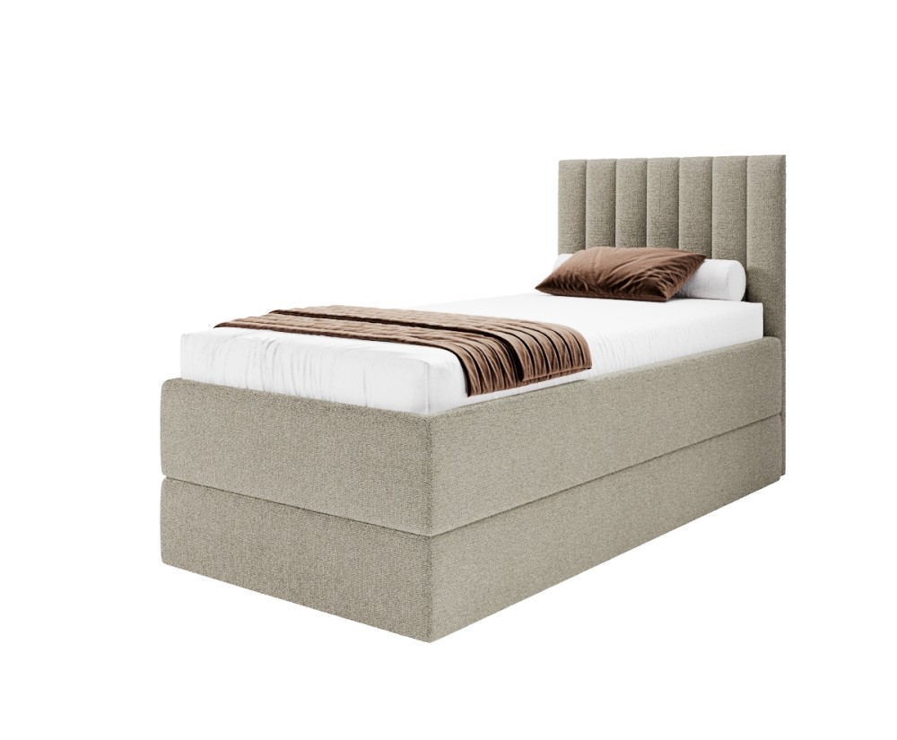 Einzelbett 90x200 cm mit verstellbarem Lattenrost per Fernbedienung und Stauraum, Boxspringbett PEDRO SE