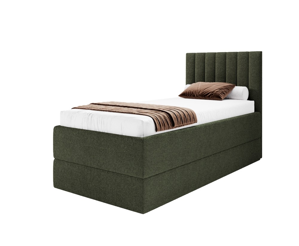 Einzelbett 90x200 cm mit verstellbarem Lattenrost per Fernbedienung und Stauraum, Boxspringbett PEDRO SE