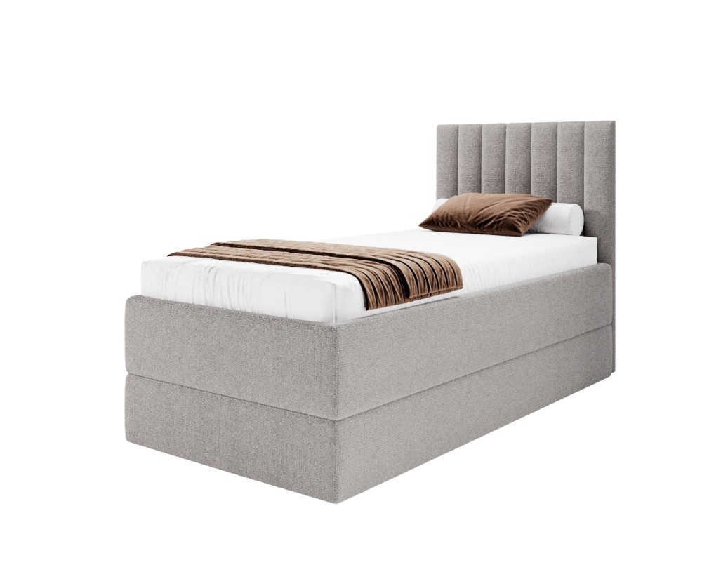 Einzelbett 90x200 cm mit verstellbarem Lattenrost per Fernbedienung und Stauraum, Boxspringbett PEDRO SE