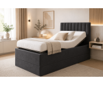 Boxspringbett 100x200 cm mit verstellbarem Lattenrost, Liegefläche anpassbar per Fernbedienung, Funktionsbett PEDRO SE