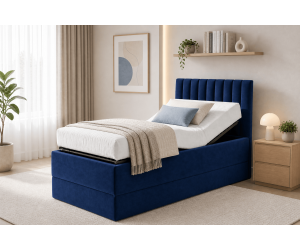 Boxspringbett 100x200 cm mit verstellbarem Lattenrost, Liegefläche anpassbar per Fernbedienung, Funktionsbett PEDRO SE